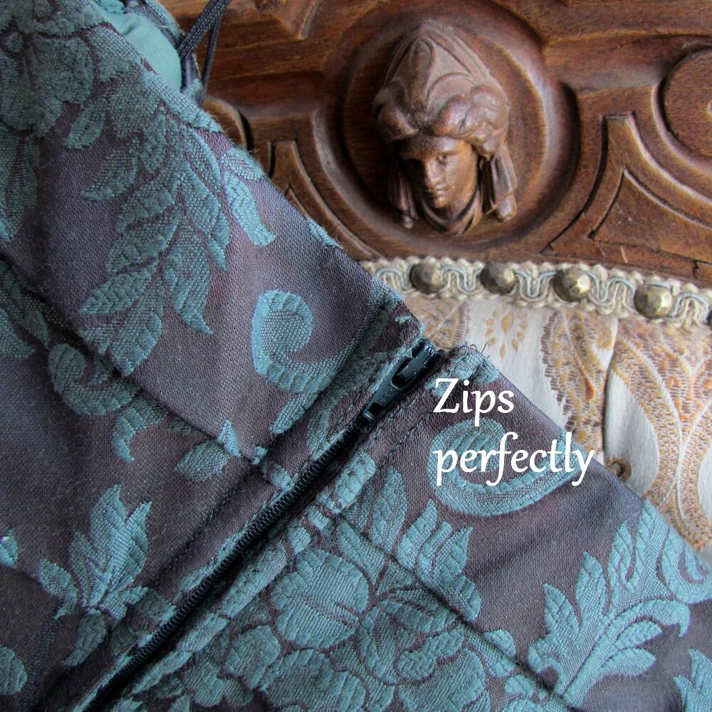 JESSICA McCLINTOCK BROCADE DRESS, 6, DARK GREEN OFF-SHOULDER ROMANTIC VINTAGE - Picture 11 of 13